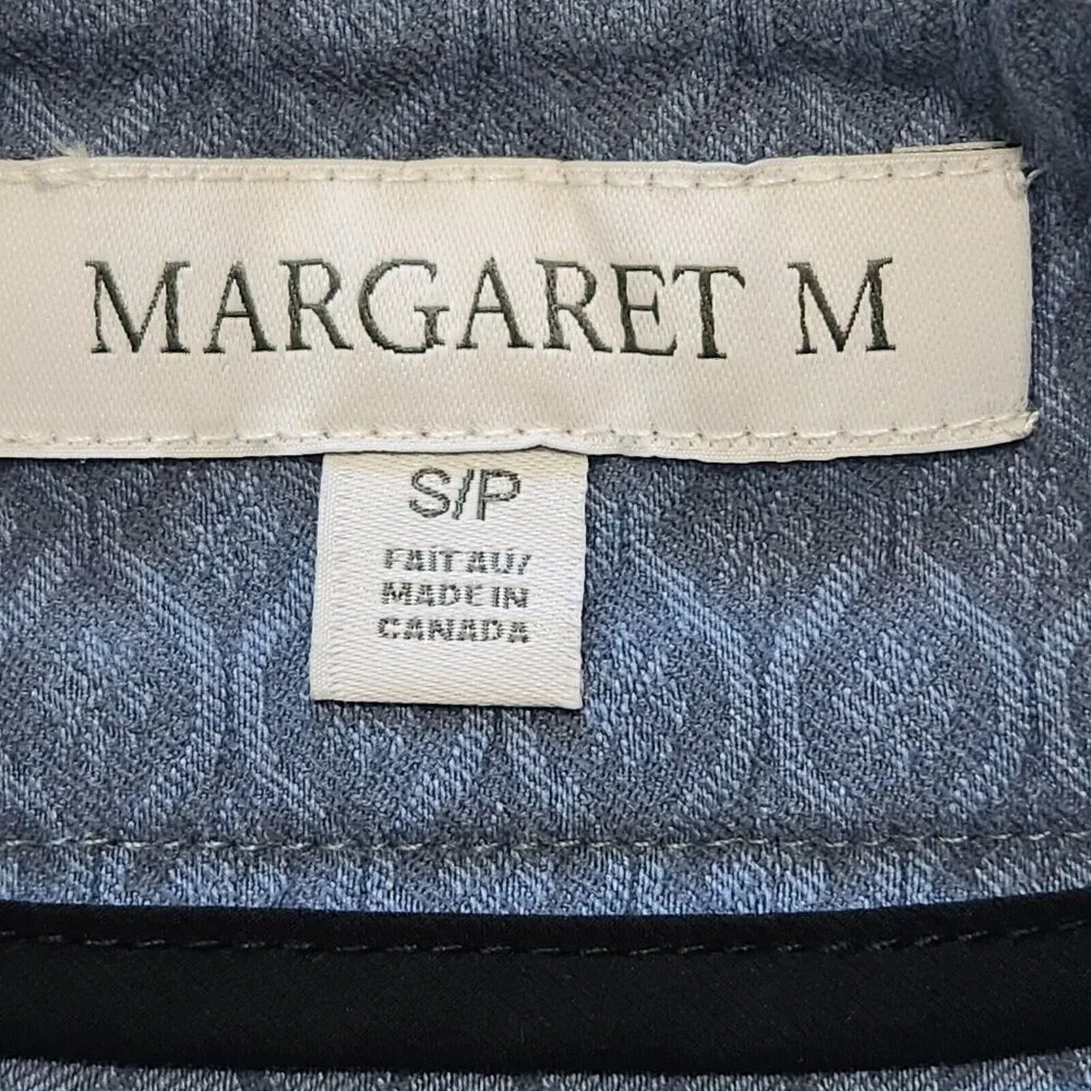 Margaret M A-Line Skirt Womens Small‎ Blue Jacquard Faux Wrap Pull On Office